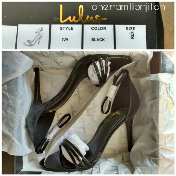 Lulus "Iva" Black Patent Ankle Strap Sandals - Picture 4 of 5